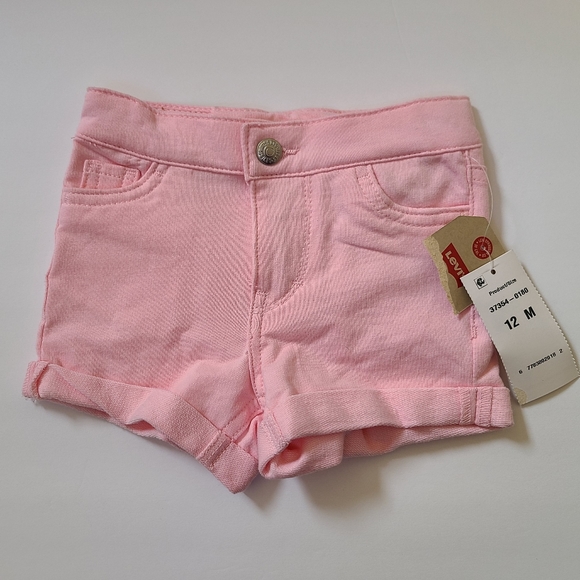 NWT Baby Girl Levi Strauss Shorts 12m Pink Denim Jean Levi's Shorts 12 Months - Picture 1 of 5